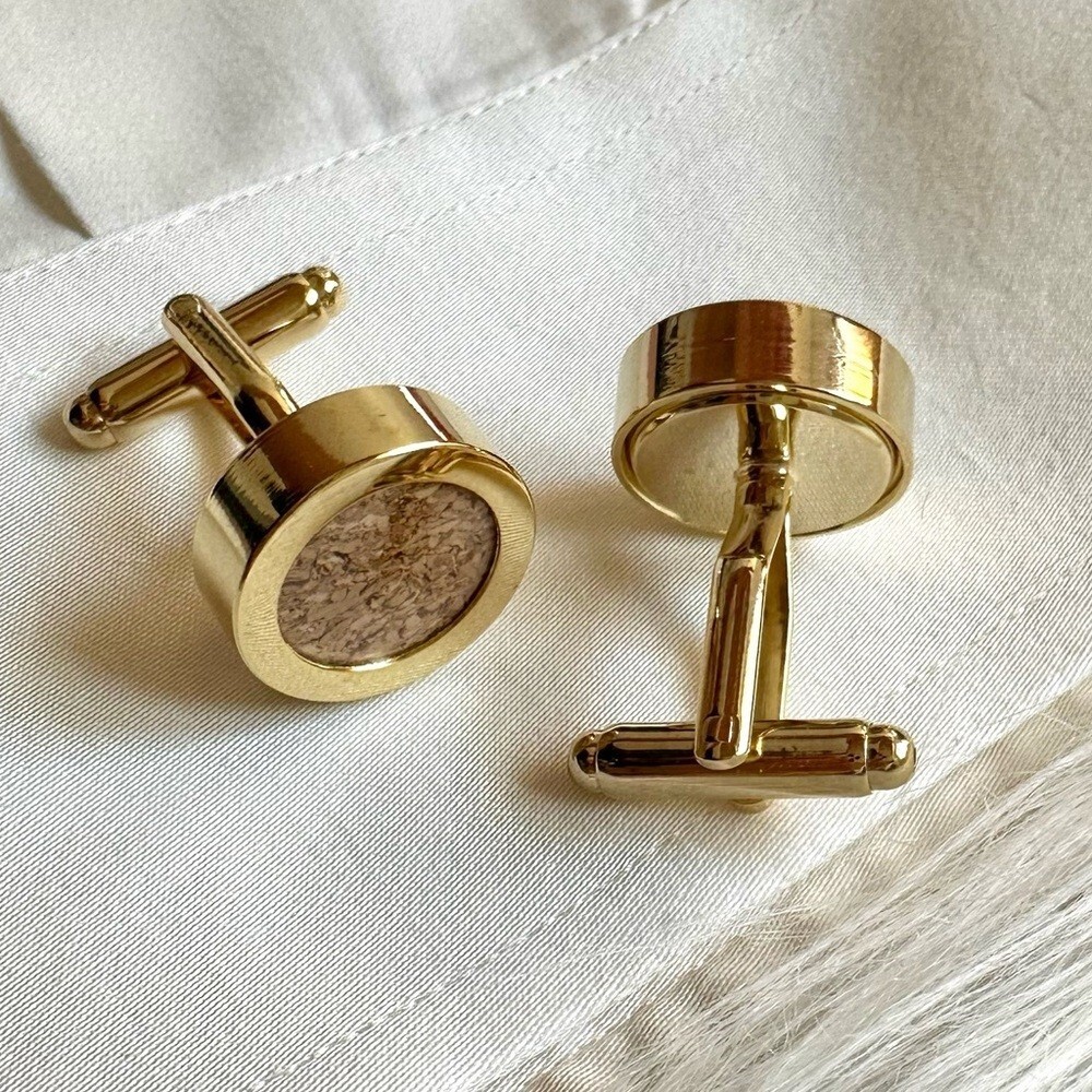 Gold Cork Cufflinks Wine Connoisseur Sommolier Winery Vineyard Wedding Groomsmen